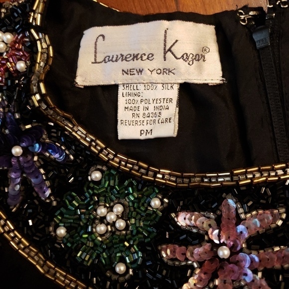 Vintage Laurence Kazar Silk Beaded Sequin & Pearl Top PM VGUC - Picture 3 of 9